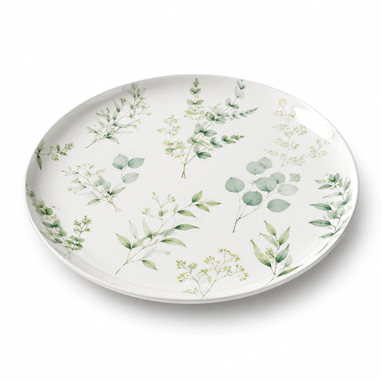 Assiette plate 27 cm en porcelaine blanche à motif végétal pour repas