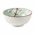Bol 15 cm en céramique blanc/vert pour repas à motif floral