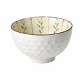 Bol 18 cm en céramique blanc et vert à motif végétal pour service de table