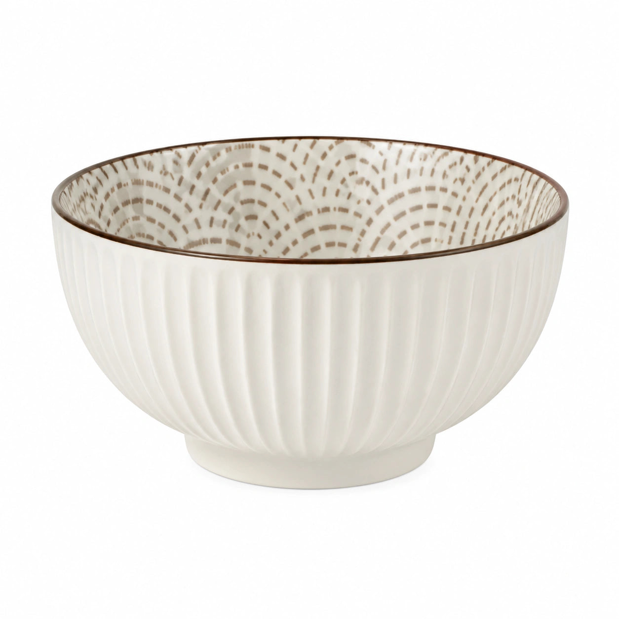 Bol 15 cm en céramique blanc et beige pour repas style texturé