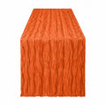 Chemin de table 180 x 33 cm en polyester orange texturé plissé décoratif