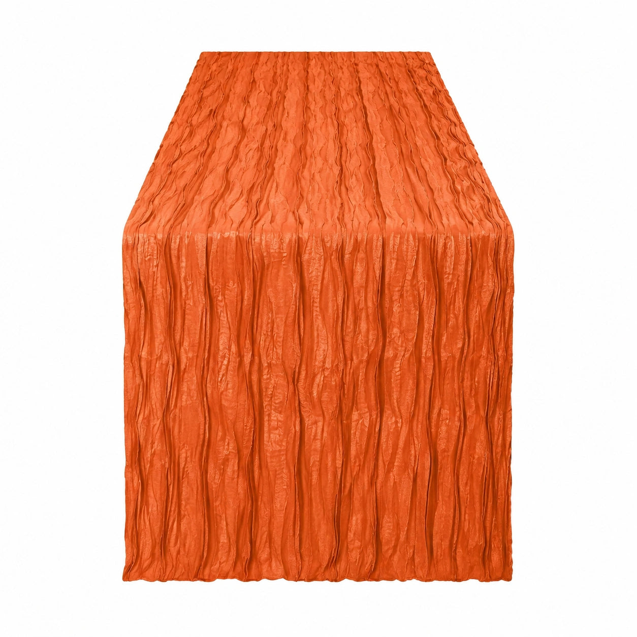 Chemin de table 180 x 33 cm en polyester orange texturé plissé décoratif