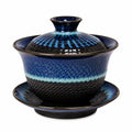 Gaiwan en céramique 150 ml bleu noir avec couvercle et soucoupe
