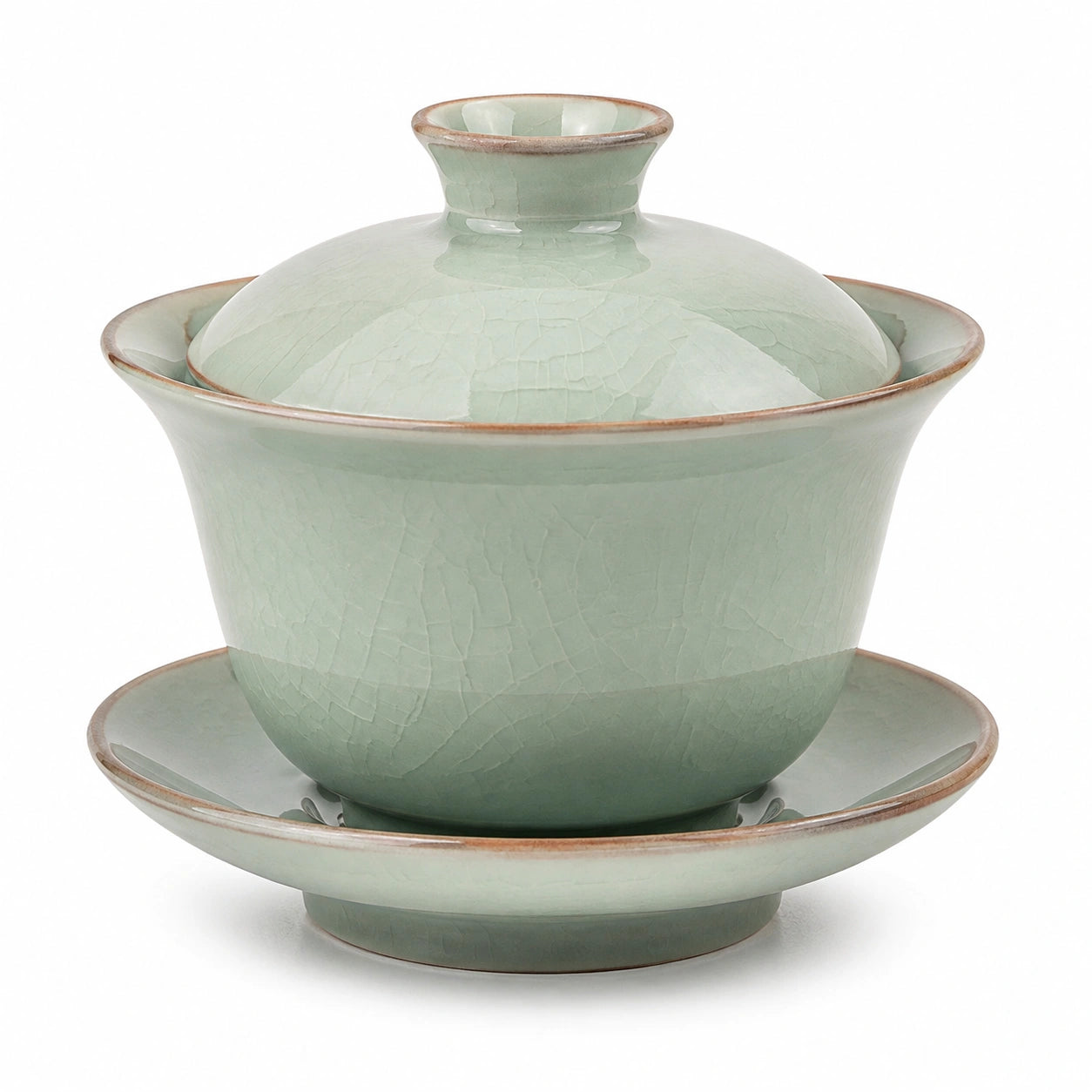 Gaiwan en céramique vert céladon 180 ml avec couvercle et soucoupe style traditionnel