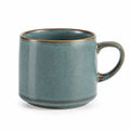 Mug 350 ml en céramique bleu canard émaillé - tasse à anse style artisanal