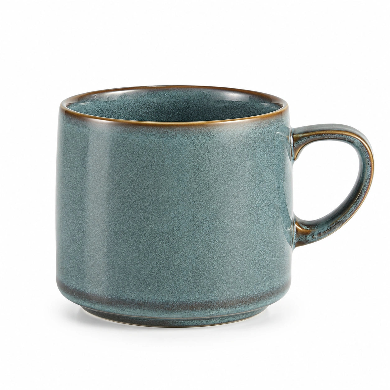 Mug 350 ml en céramique bleu canard émaillé - tasse à anse style artisanal