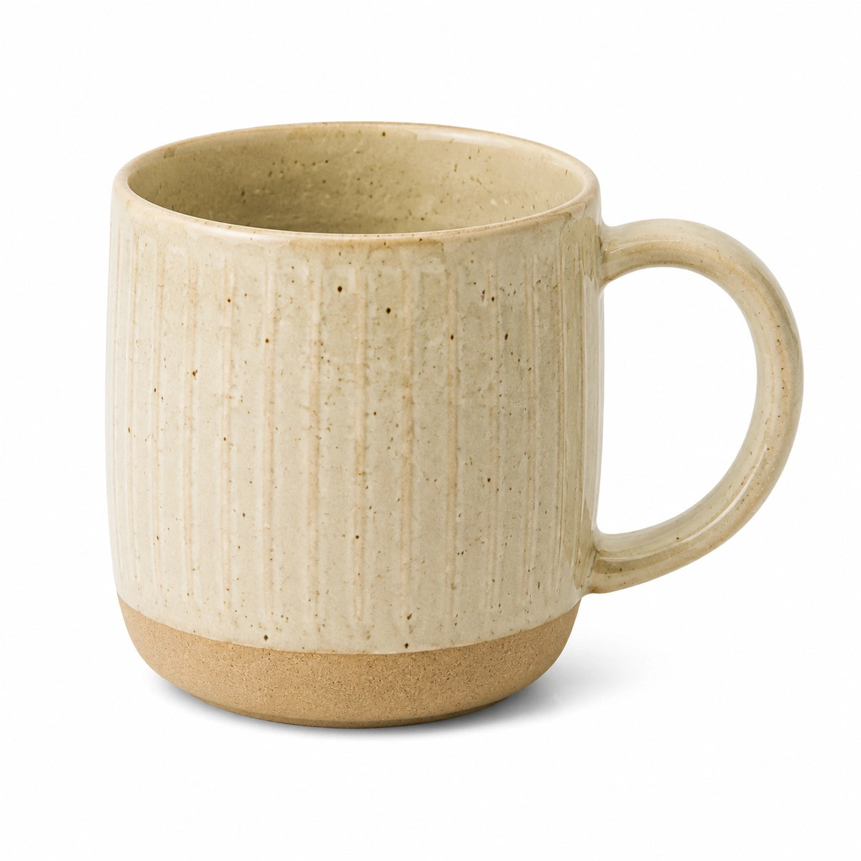 Mug en céramique 350 ml beige texturé avec anse pour boissons chaudes