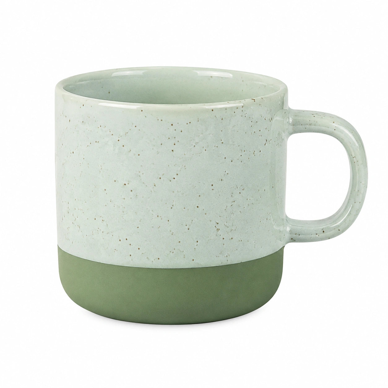 Mug 350 ml en céramique vert moucheté avec anse