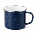 Mug émaillé 350 ml en acier bleu marine moucheté - tasse à poignée pour boissons chaudes