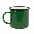 Mug 350 ml en acier émaillé vert moucheté style camping