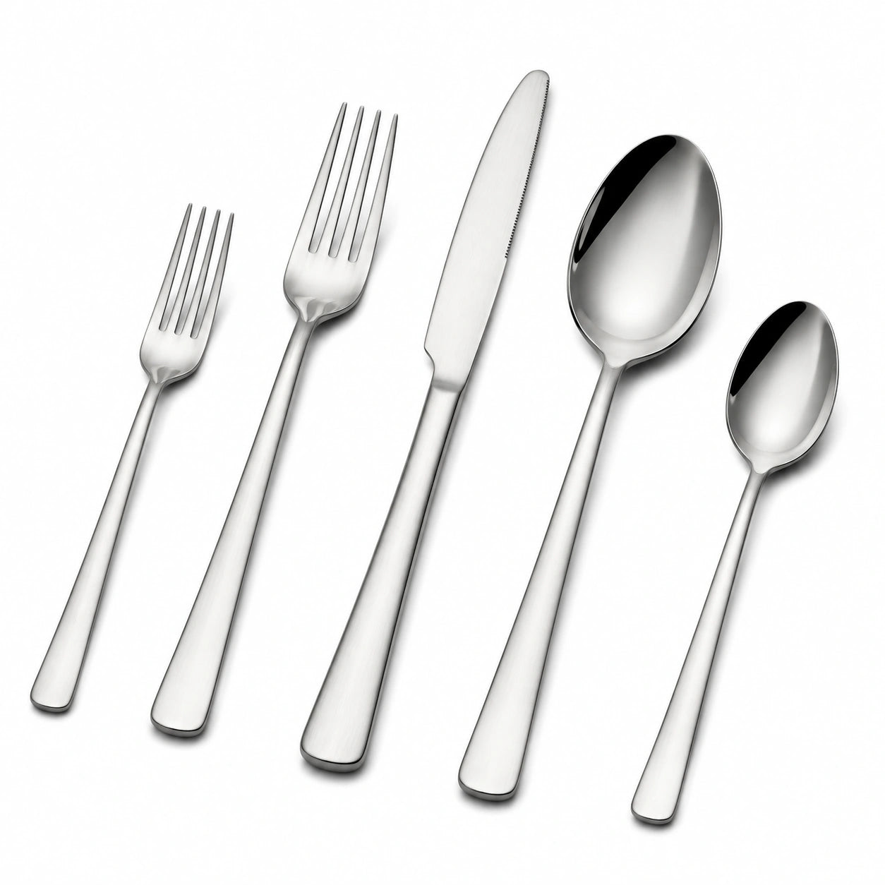 Ménagère 5 pièces en acier inoxydable argenté pour table moderne