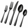 Service de couverts 5 pièces en acier inoxydable noir finition satinée pour table