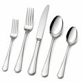 Ménagère 5 pièces en acier inoxydable argenté finition brillante pour table