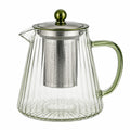 Théière 1.20 L en verre transparent vert avec filtre en acier inoxydable pour infusion