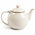 Théière 1.20 L en céramique blanc moucheté avec couvercle style classique
