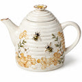Théière 1.20 L en céramique blanche décor abeilles et alvéoles avec couvercle